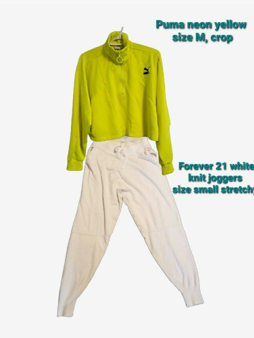 $20 Outfit Puma Neon Yellow Cropped Track Top And Joggers